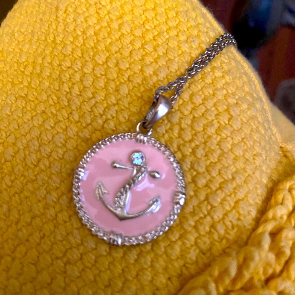 Pink Enamel Anchor Necklace